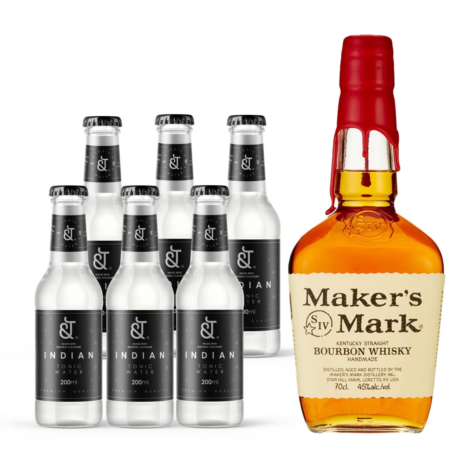 Makers Mark Whiskey + &T Premium Indian Tonic Water (Whisky & Mixer