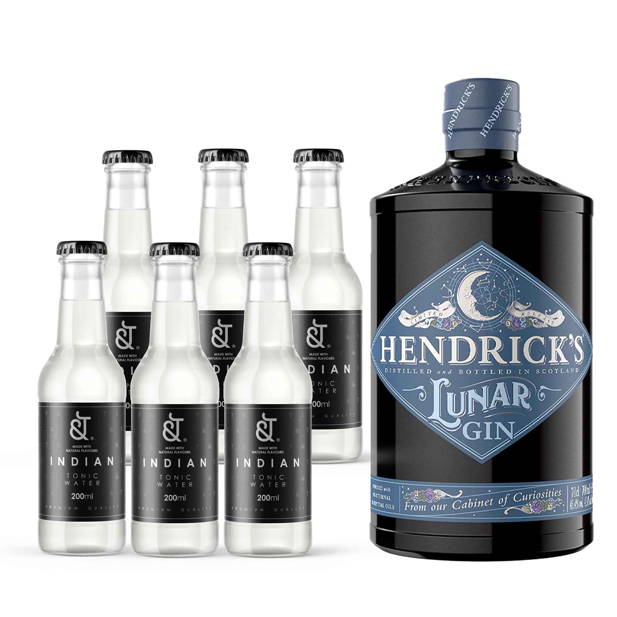 Hendrick's Lunar Gin + &T Premium Indian Tonic Water (Gin & Tonic Pack