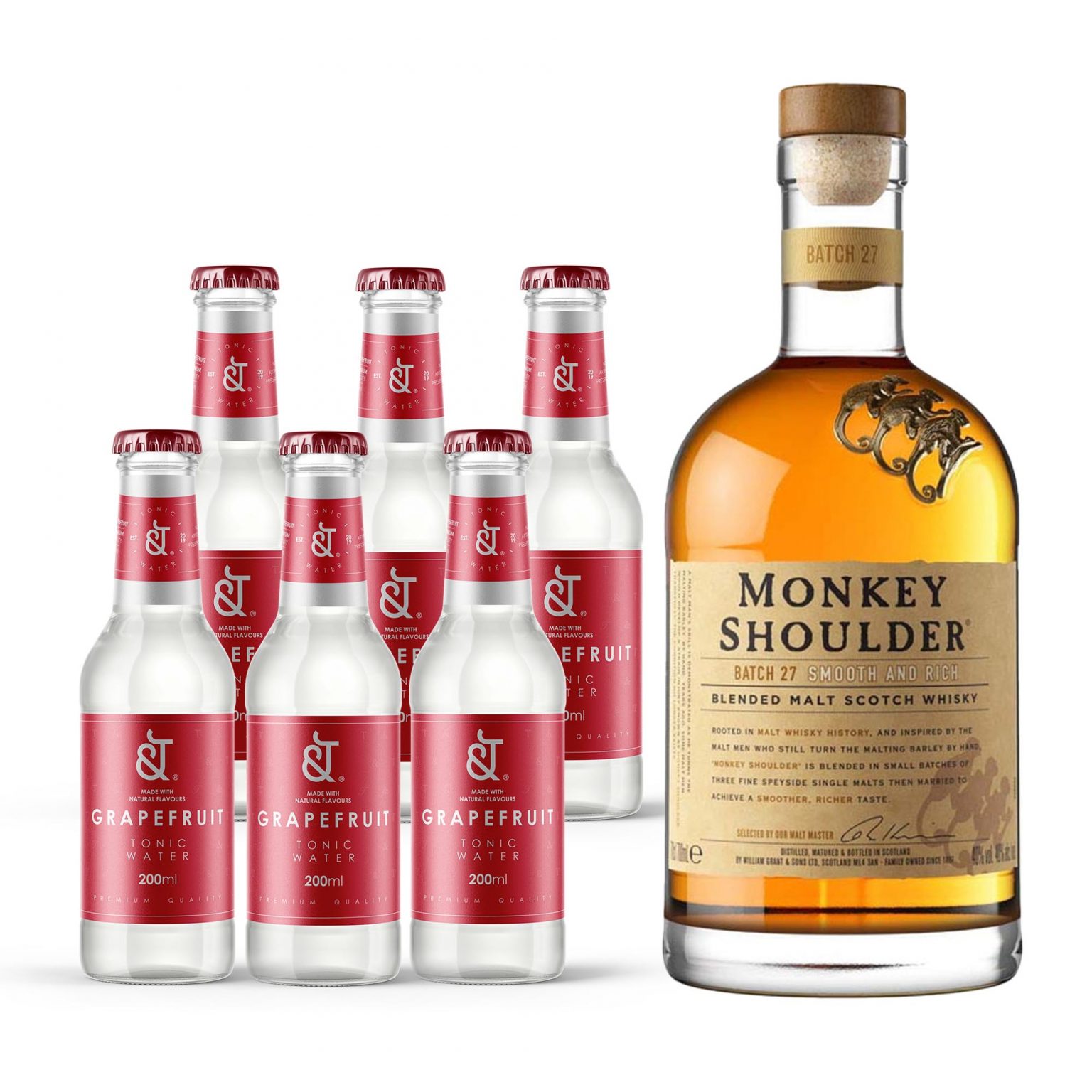 Monkey Shoulder Whisky + &T Grapefruit Tonic Water (Whisky & Mixer