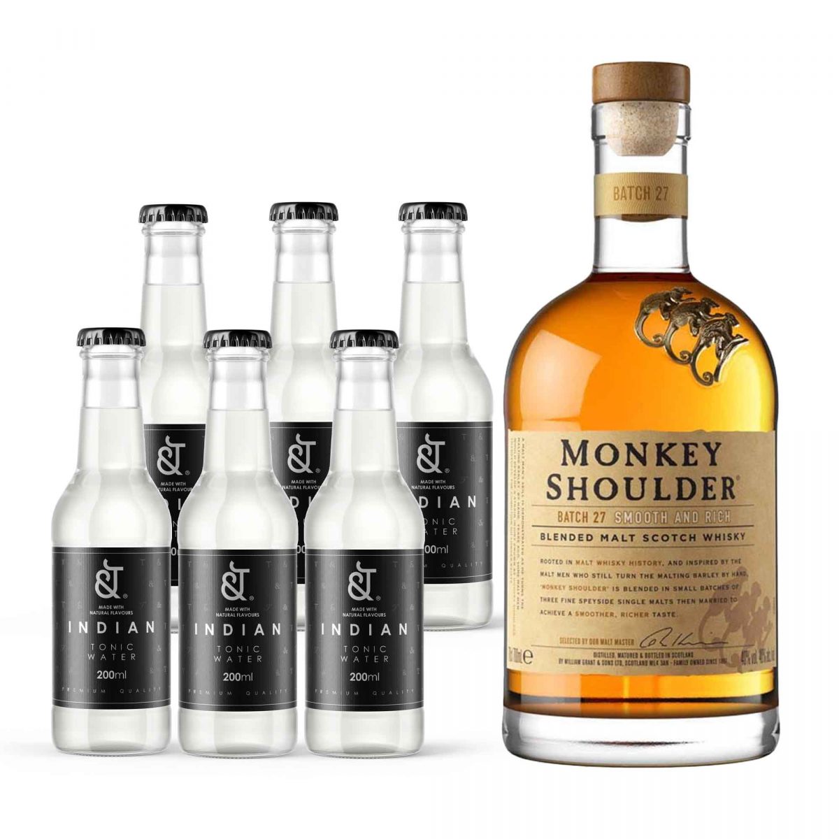 Monkey Shoulder Whisky + &T Premium Indian Tonic Water (Whisky & Mixer