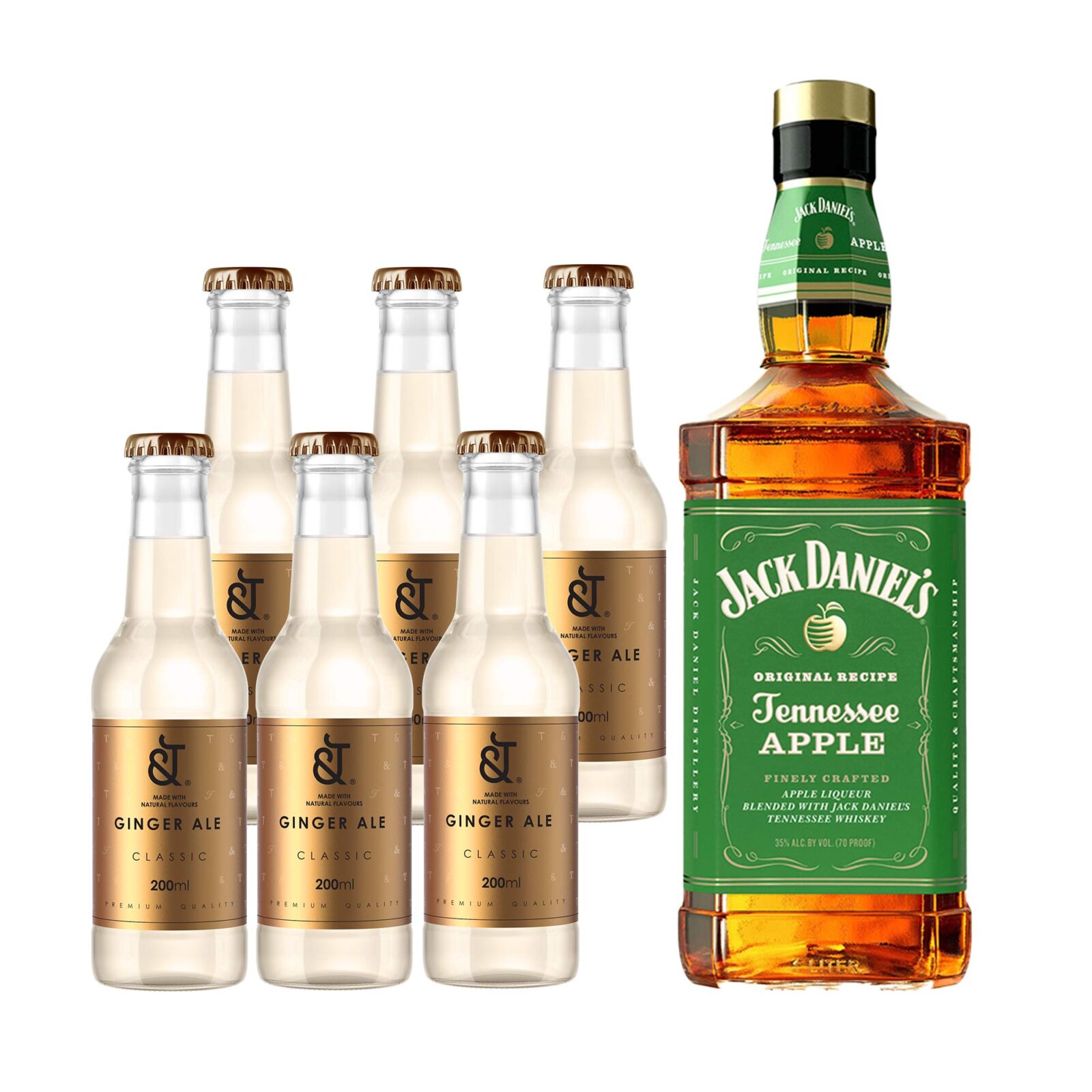 Jack Daniels Apple Whiskey + &T Classic Ginger Ale (Whisky & Mixer