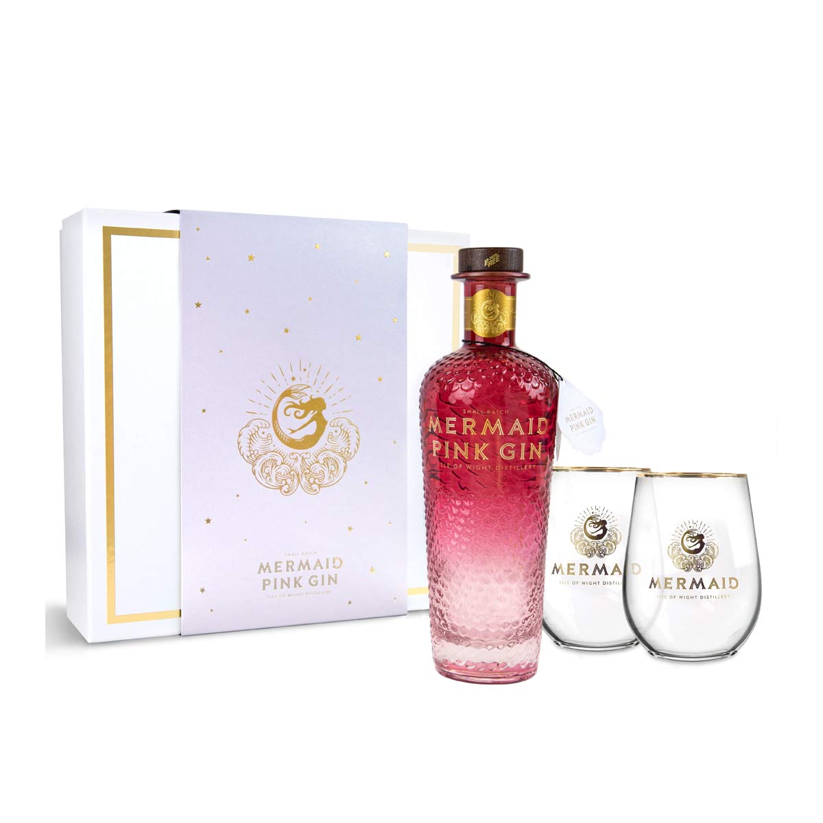 Mermaid Pink Gin With Glasses Giftpack